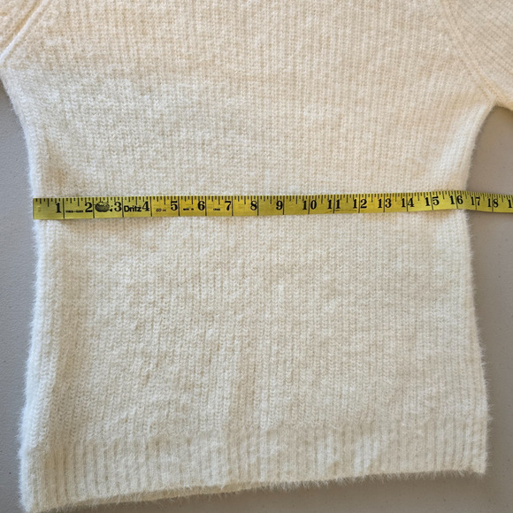 Marled Sweater Women's L Cream Mock Neck Soft Elegant Long Sleeve Fuzzy - Picture 15 of 16